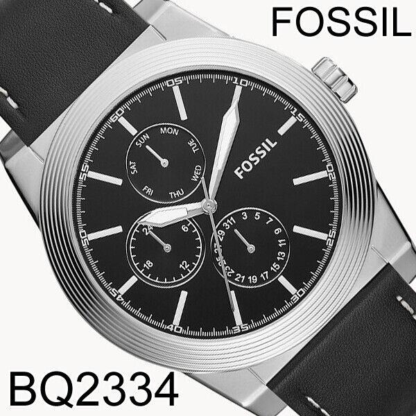 Fossil Geoff Multifunction Black Leather Watch BQ2334 Retail FS