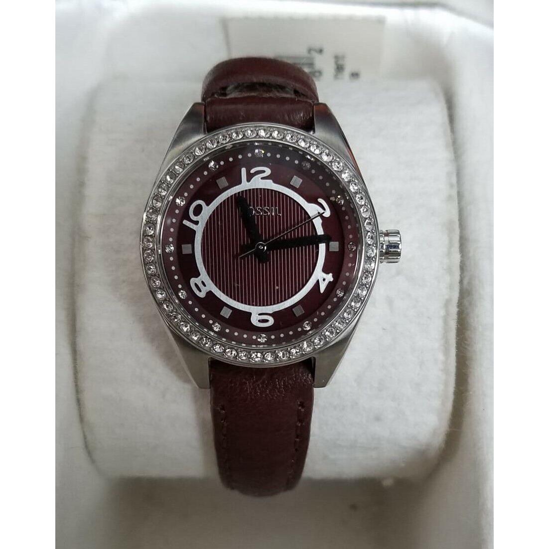 Fossil Women`s BQ1085 Brown Dial Brown Leather Band Quartz Watch