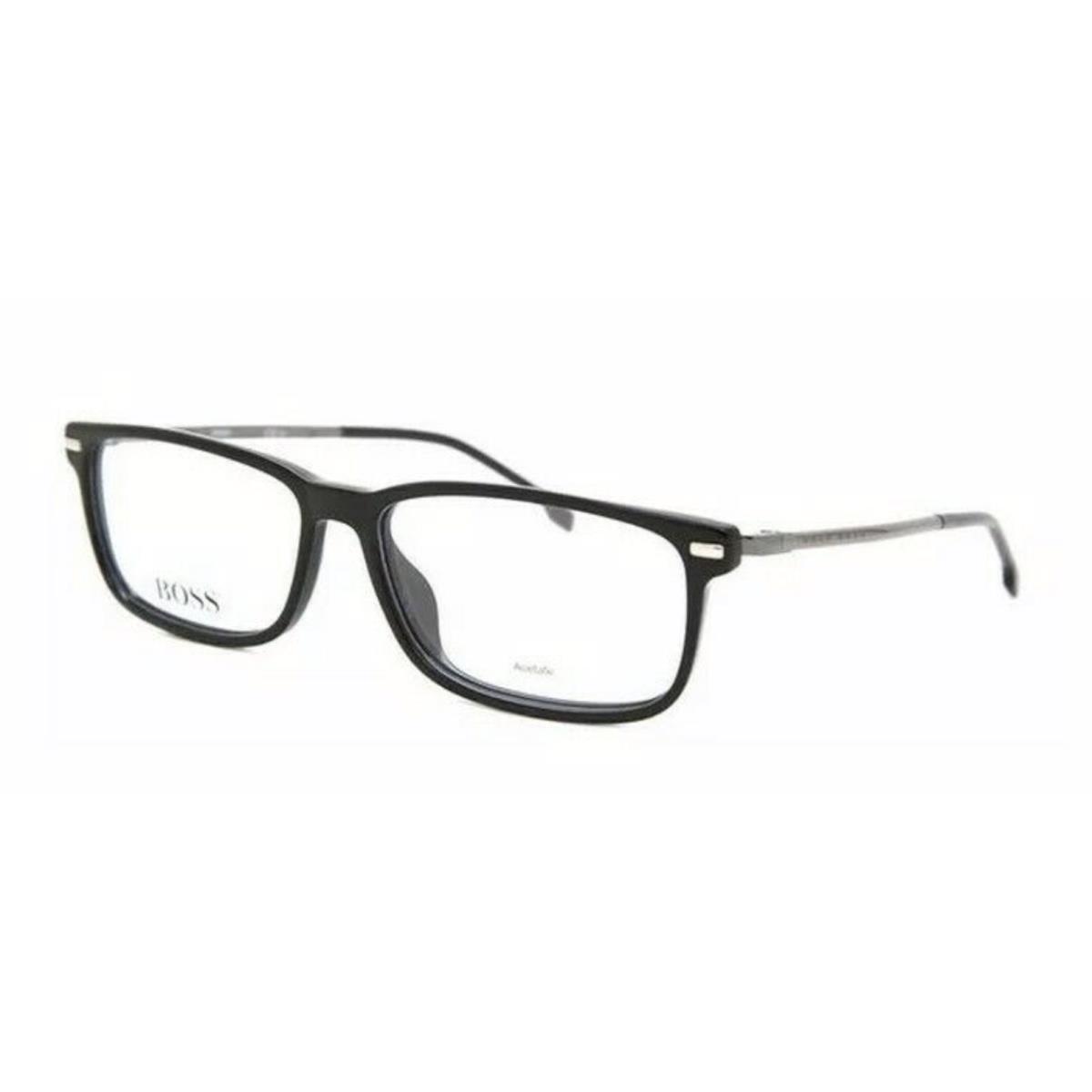 Hugo Boss Rx-able Eyeglasses Boss 0933 807 55-15 Shiny Black Silver Frames - Frame: Shiny Black / Silver-Chrome, Lens: Demos with Imprint