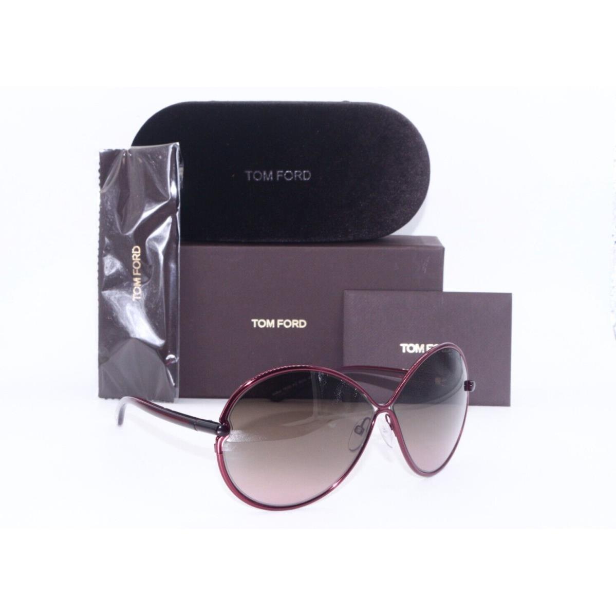 Tom Ford Stefania TF 223 81Z Burgundy W/brown Gradient Lens Sunglasses 65-10