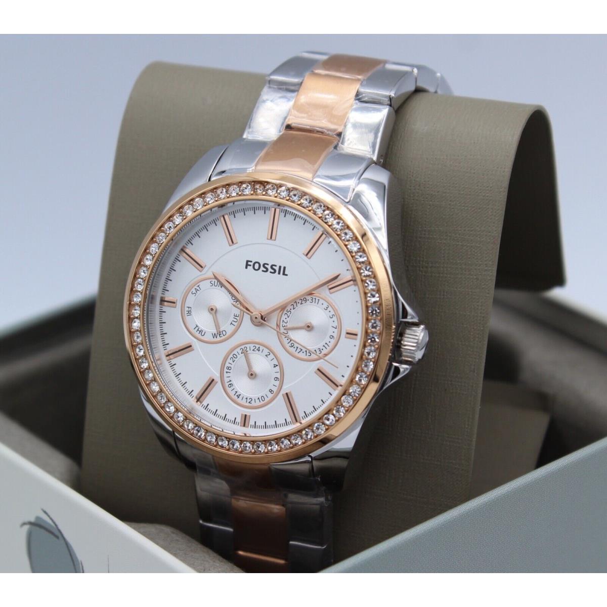 Fossil Janice Chronograph Silver Rose Gold Women`s BQ3420 Watch