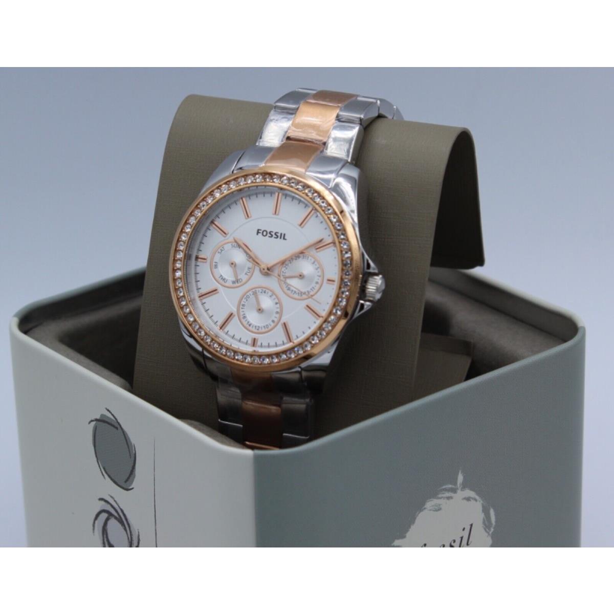 Fossil Janice Chronograph Silver Rose Gold Women s BQ3420 Watch Fash Brands