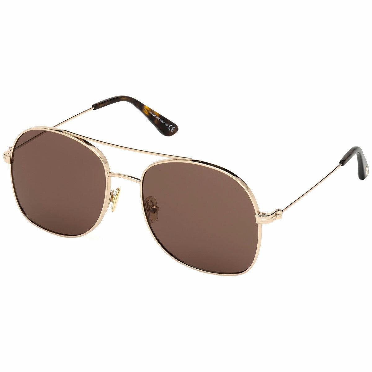 Tom Ford Delilah Women`s Sunglasses Shiny Rose Gold Aviator Frame FT0758 5828E