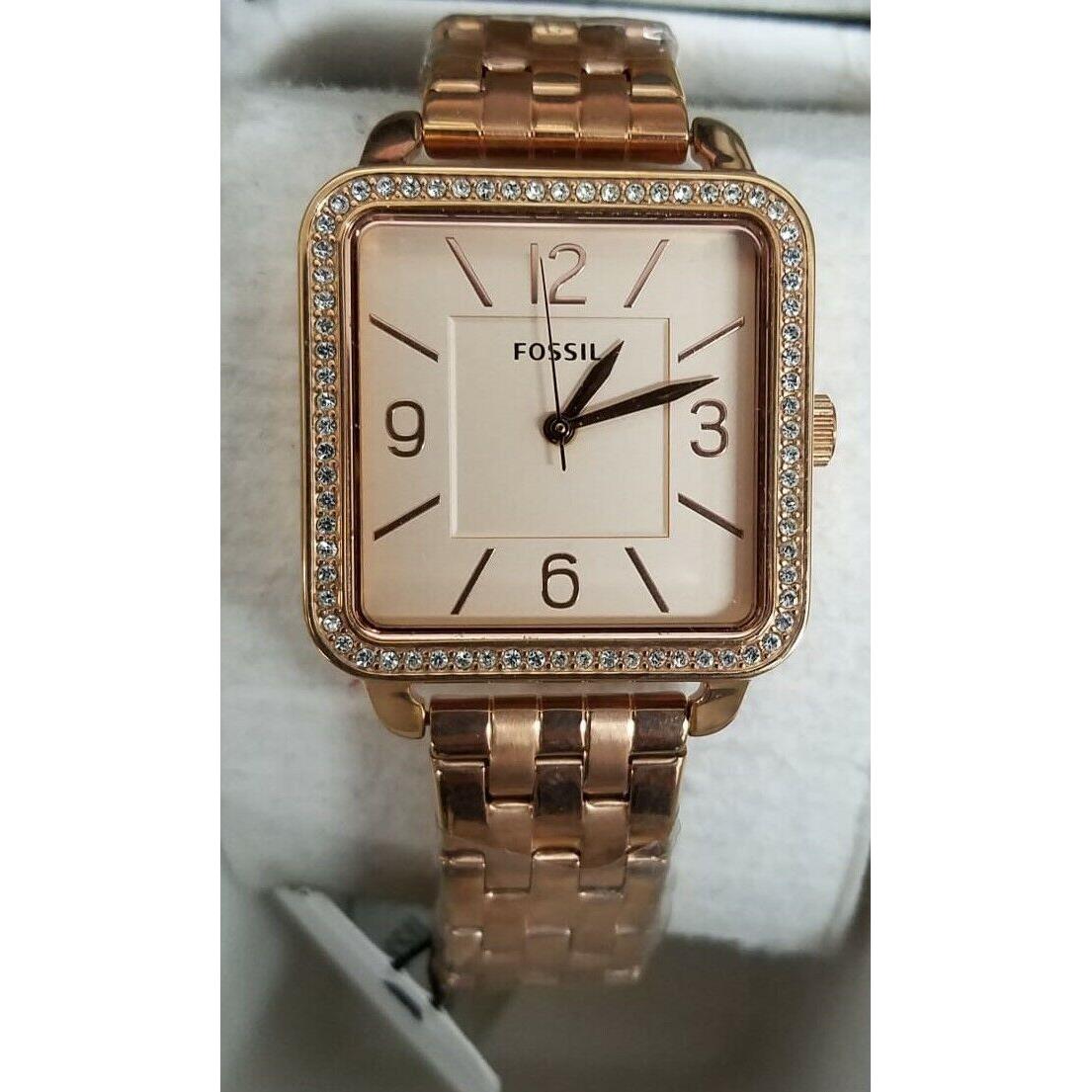 Fossil Women`s Gold Tone Diamond Bezel Watch BQ3366IE