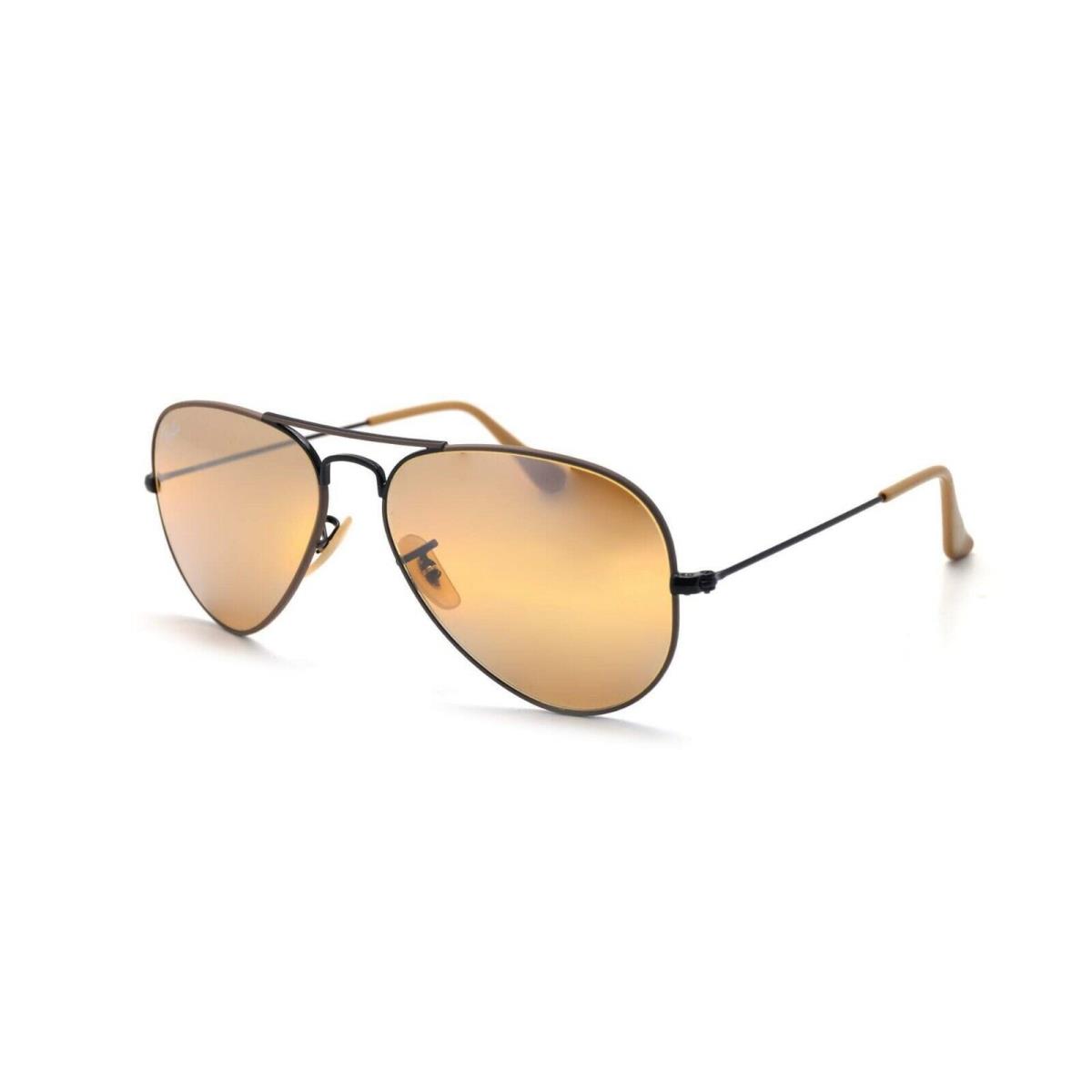 Ray Ban Sunglasses Fashion Aviator RB3025 9153/AG Yellow Bi-mirror Shades - Frame: black on beige, Lens: Yellow bi-mirror grey
