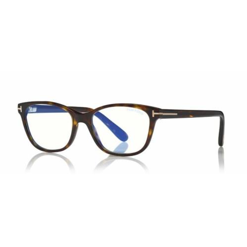 Tom Ford FT 5638-B 052 Dark Havana/blue Block Women`s Eyeglasses