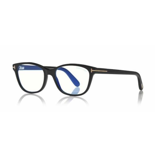 Tom Ford FT 5638-B 001 Shiny Black/blue Block Women`s Eyeglasses