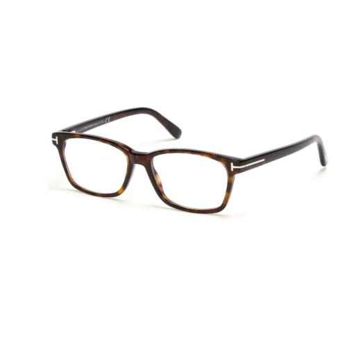 Tom Ford FT 5713-B 052 Shiny Dark Havana/ Blue Block Women Eyeglasses