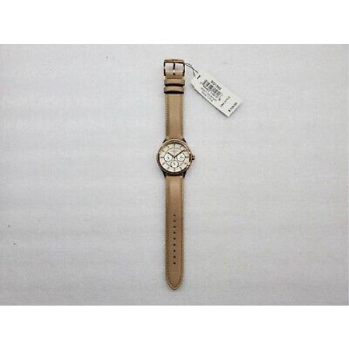 Fossil watch Modern - Silver Dial, Brown Band, Rose Gold Bezel 0