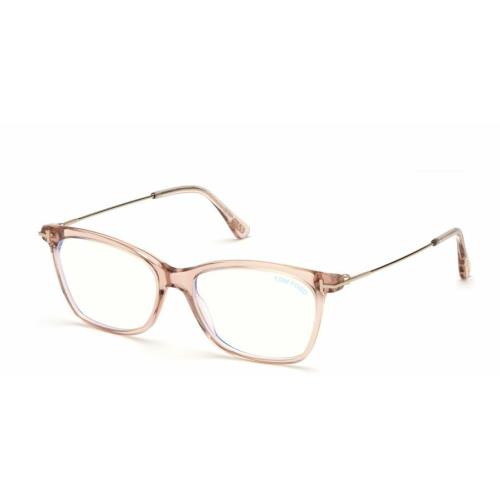 Tom Ford Women`s FT 5712-B 072 Transparent Pink/blue Block Eyeglasses