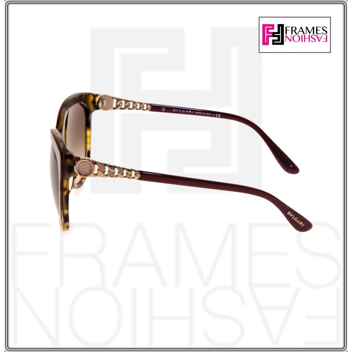 Bvlgari 8158 Catene Cat Eye Burgundy Havana Rose Gold Chain Sunglasses BV8158F