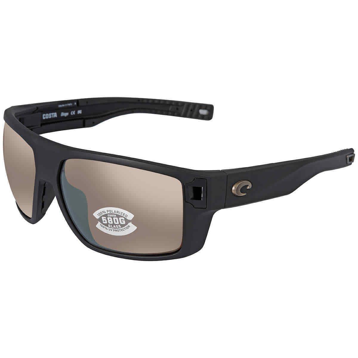 Costa Del Mar Diego Copper Silver Mirror Polarized Glass Men`s Sunglasses Dgo 11 - Frame: Black, Lens: Gray