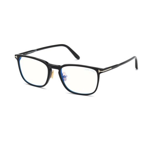 Tom Ford Shiny Black/blue Block FT 5699-B 001 Square Men`s Eyeglasses