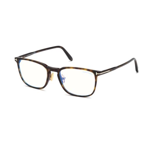 Tom Ford FT 5699-B 052 Shiny Classic Dark Havana/blue Block Eyeglasses
