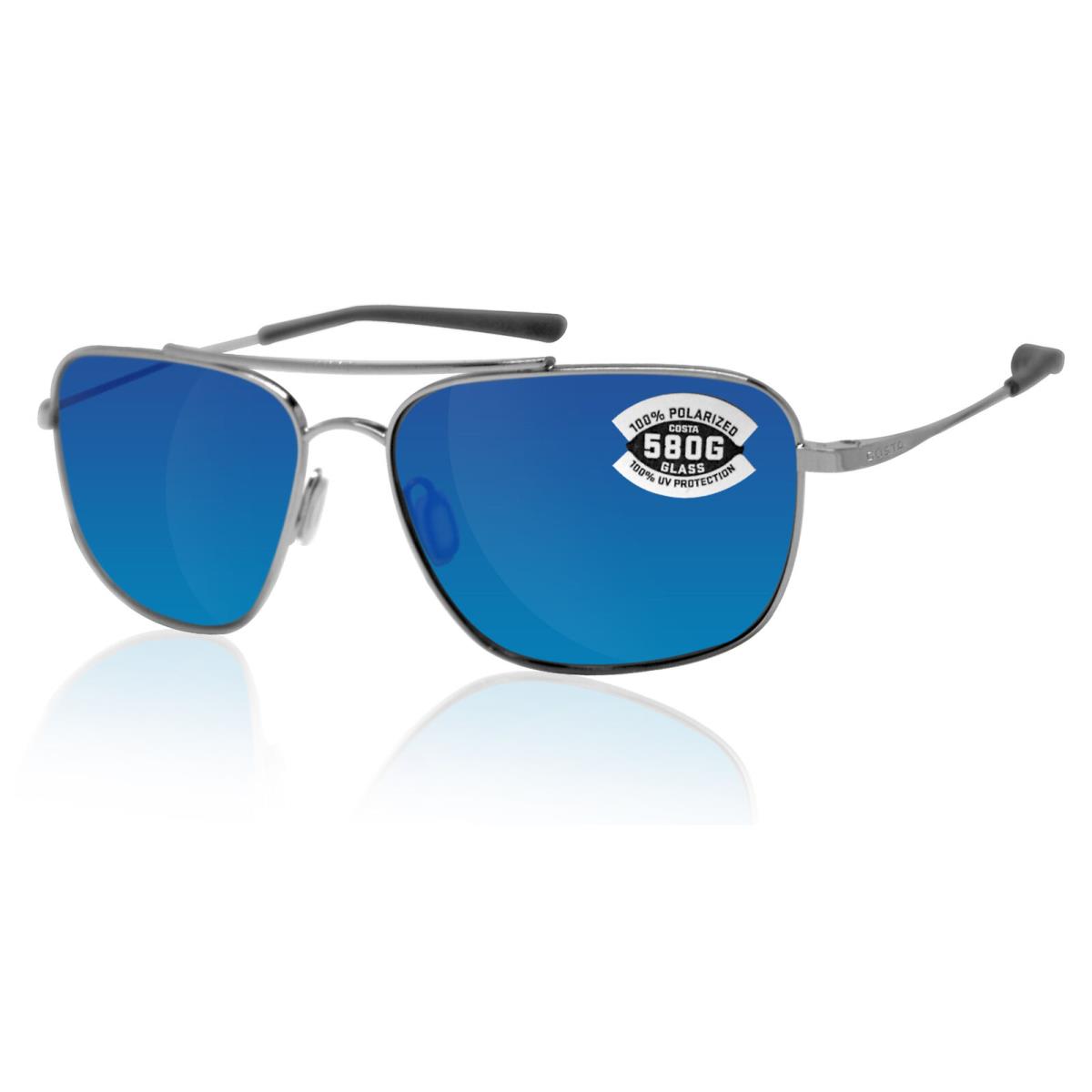 Costa Del Mar Canaveral Palladium Frame Blue Mirror 580 Glass Polarized Lens