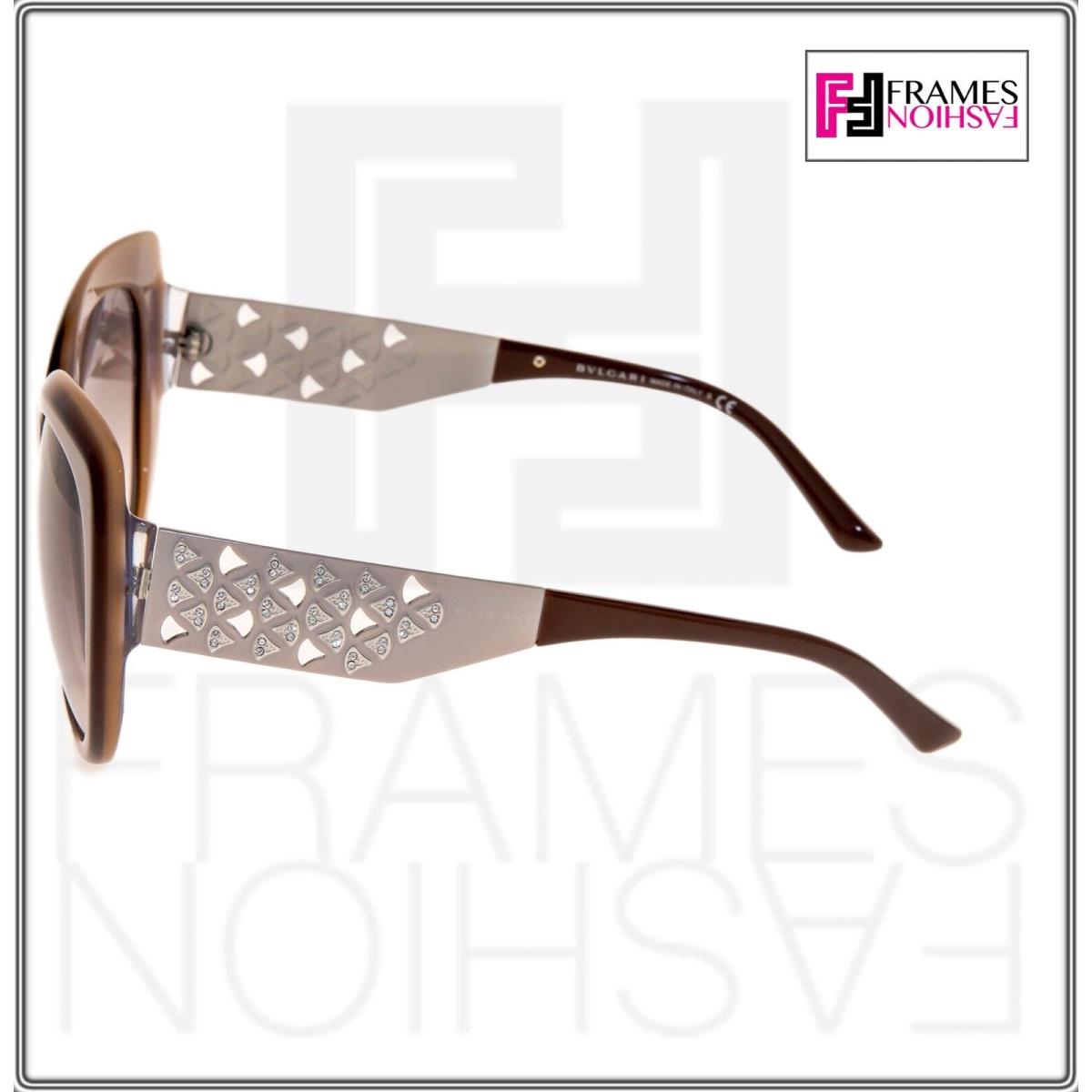 Bvlgari Divas Dream 8198 Brown Beige Oversized Crystal Sunglasses BV8198B Women