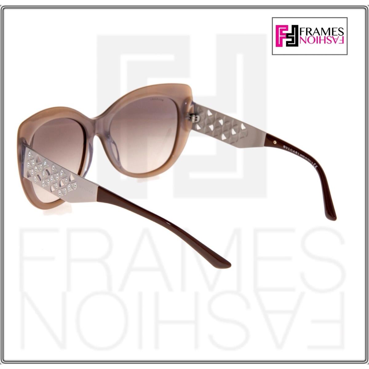 Bvlgari Divas Dream 8198 Brown Beige Oversized Crystal Sunglasses BV8198B Women Fash Brands