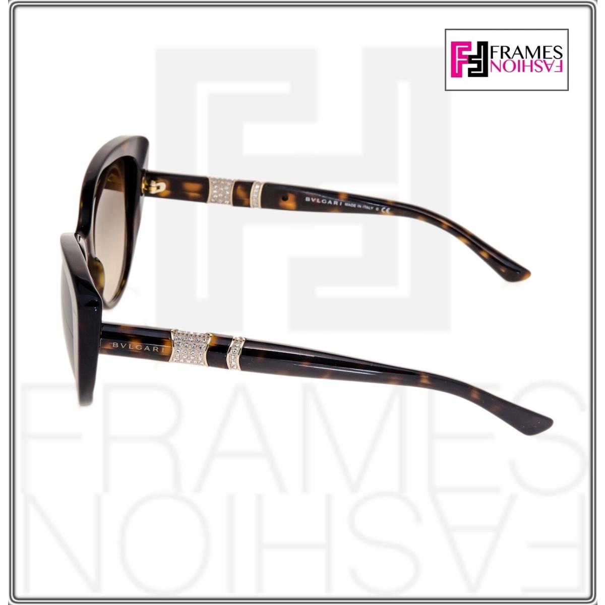 Bvlgari Musa Cat Eye BV8151B Tortoise Gold Crystal Strass Brown Sunglasses 8151