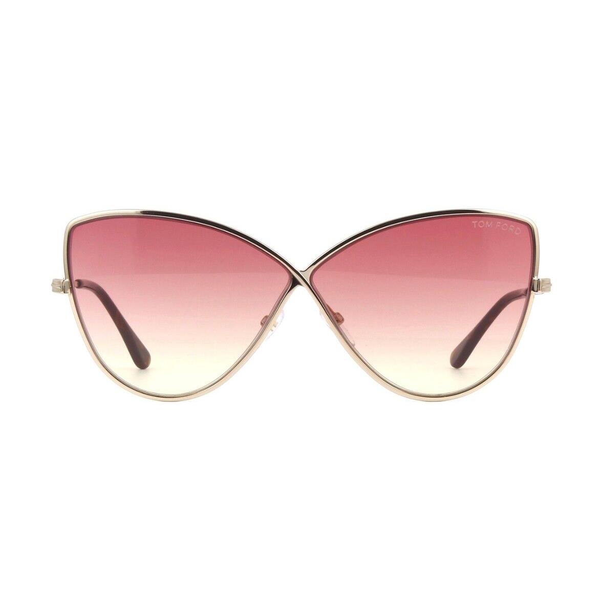 Tom Ford ELISE-02 FT 0569 Shiny Rose Gold/burgundy Shaded 28T A Sunglasses