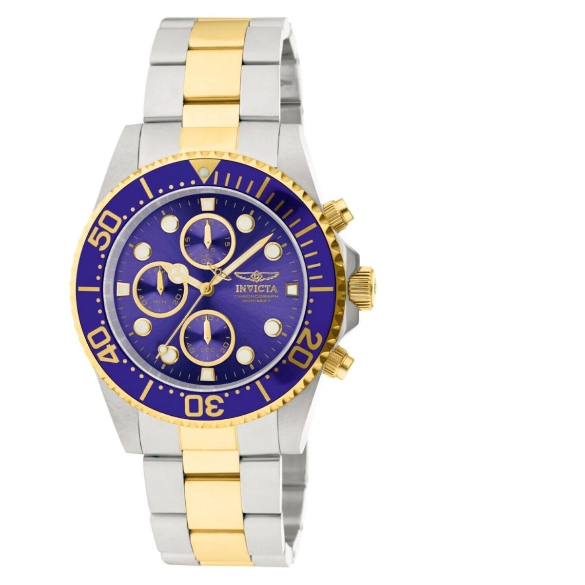 Invicta Men`s Watch Pro Diver Quartz Chrono Blue Dial Two Tone Bracelet 1773 - Blue, Dial: Blue, Band: Multi-color