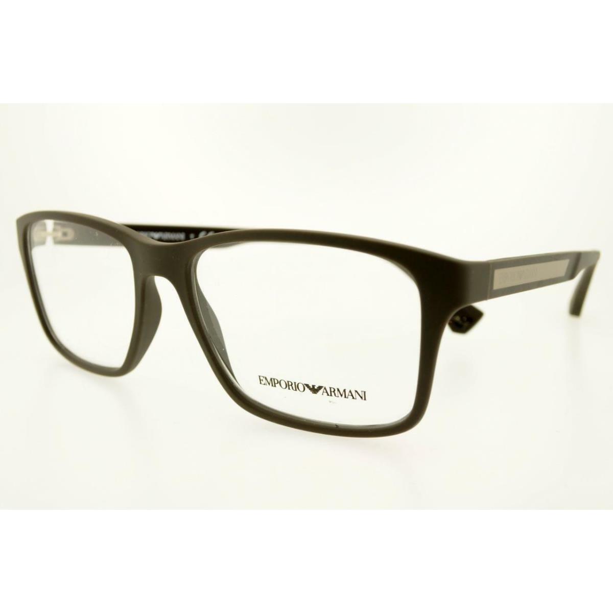 Emporio Armani 3055 5305 53MM Brown Rubber Frame Clear Demo Lenses