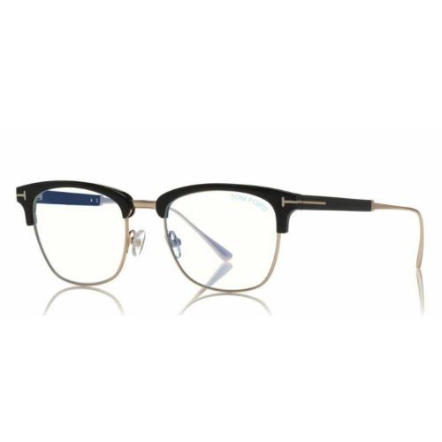 Tom Ford FT 5590-F-B 001 Black Rose Gold/blue Block Men`s Eyeglasses - Black Frame, Clear Lens