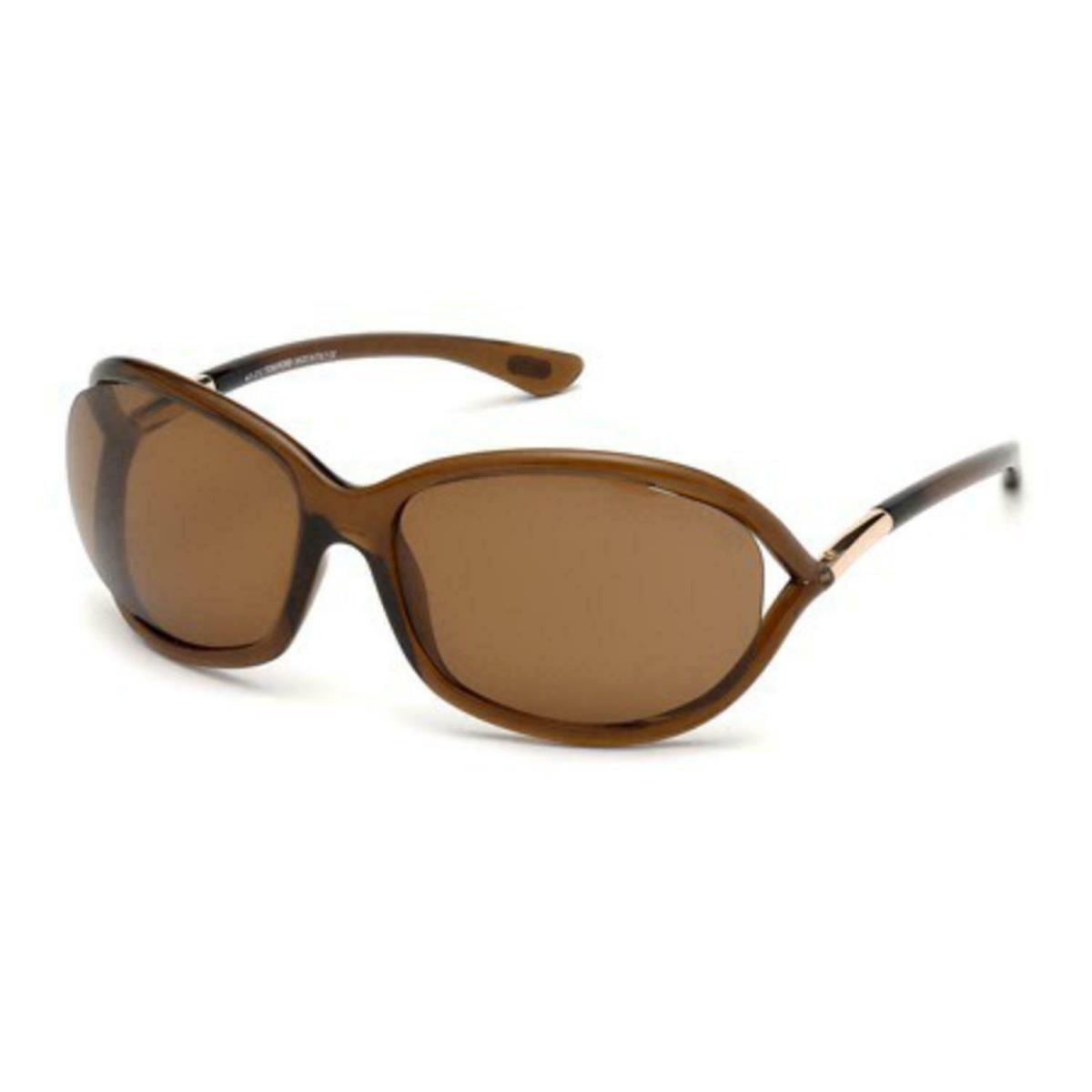 Tom Ford TF 8 FT0008 Jennifer Transparent Dark Brown Polarized 48H Sunglasses - Frame: Brown, Lens: Brown