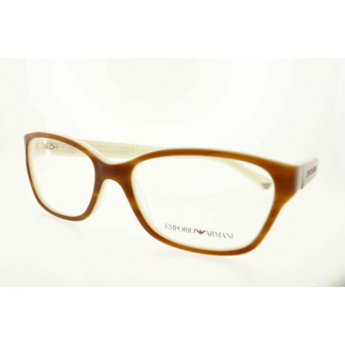 Emporio Armani 3004 5047 52 MM Striped Brown Cream Frame Clear Lens