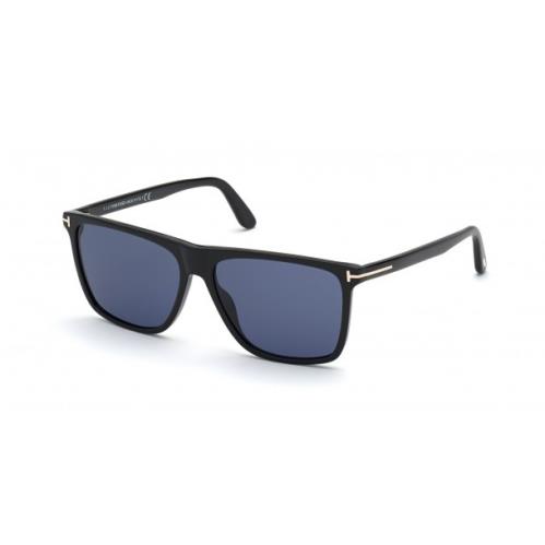 Tom Ford FT 0832 Fletcher 01V Black/blue Square Men`s Sunglasses - Frame: Black, Lens: Blue