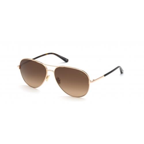 Tom Ford FT 0823 Clark 28F Rose Gold/brown Gradient Unisex Sunglasses - Frame: Rose Gold Havana, Lens: Brown