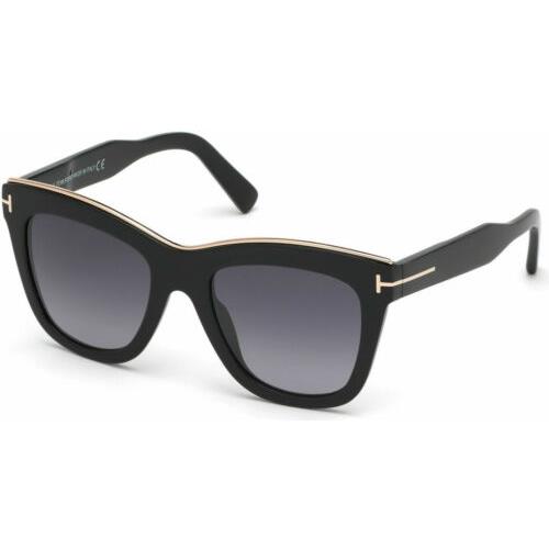 Tom Ford FT0685 01C Julie Shiny Black Smoke Mirror 52 mm Women`s Sunglasses