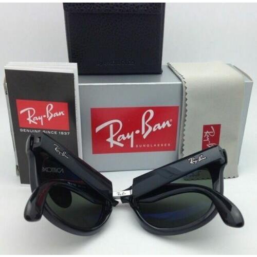 Ray-Ban sunglasses Wayfarer Folding - Black Frame, Crystal Green polarized Lens