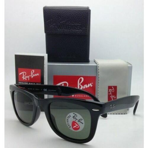 Ray-Ban sunglasses Wayfarer Folding - Black Frame, Crystal Green polarized Lens