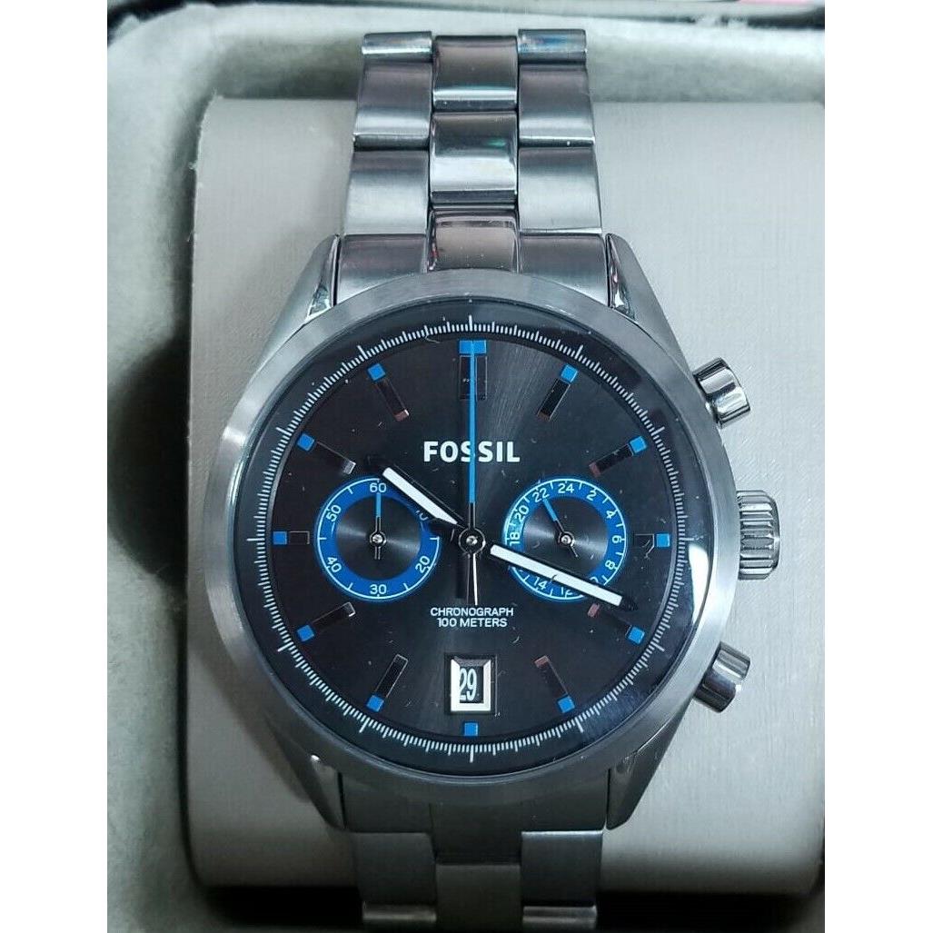 Fossil Men`s Black Dial Gunmetal-tone Stainless Steel Bracelet Watch CH2970