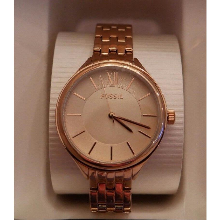 Fossil Ladies Rose Gold Tone Stainless Steel Watch BQ3049