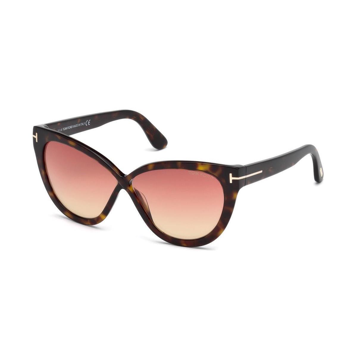 Tom Ford Arabella FT-511 52B Women Havana Brown Crossover Butterfly Sunglasses
