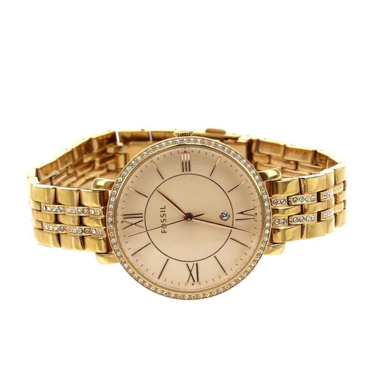 Fossil Jacqueline Women`s Rose Gold Crystal Bezel Bracelet Watch 2848 - Rose Gold Dial, Rose Gold Band