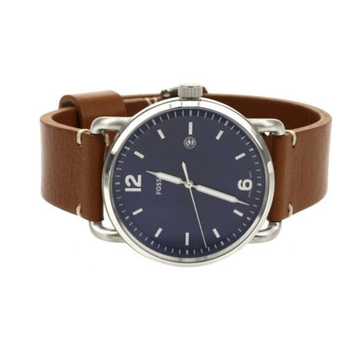 Fossil Men`s Commuter Brown Leather Strap 42mm Watch 3350 - Dial: Blue, Band: Brown