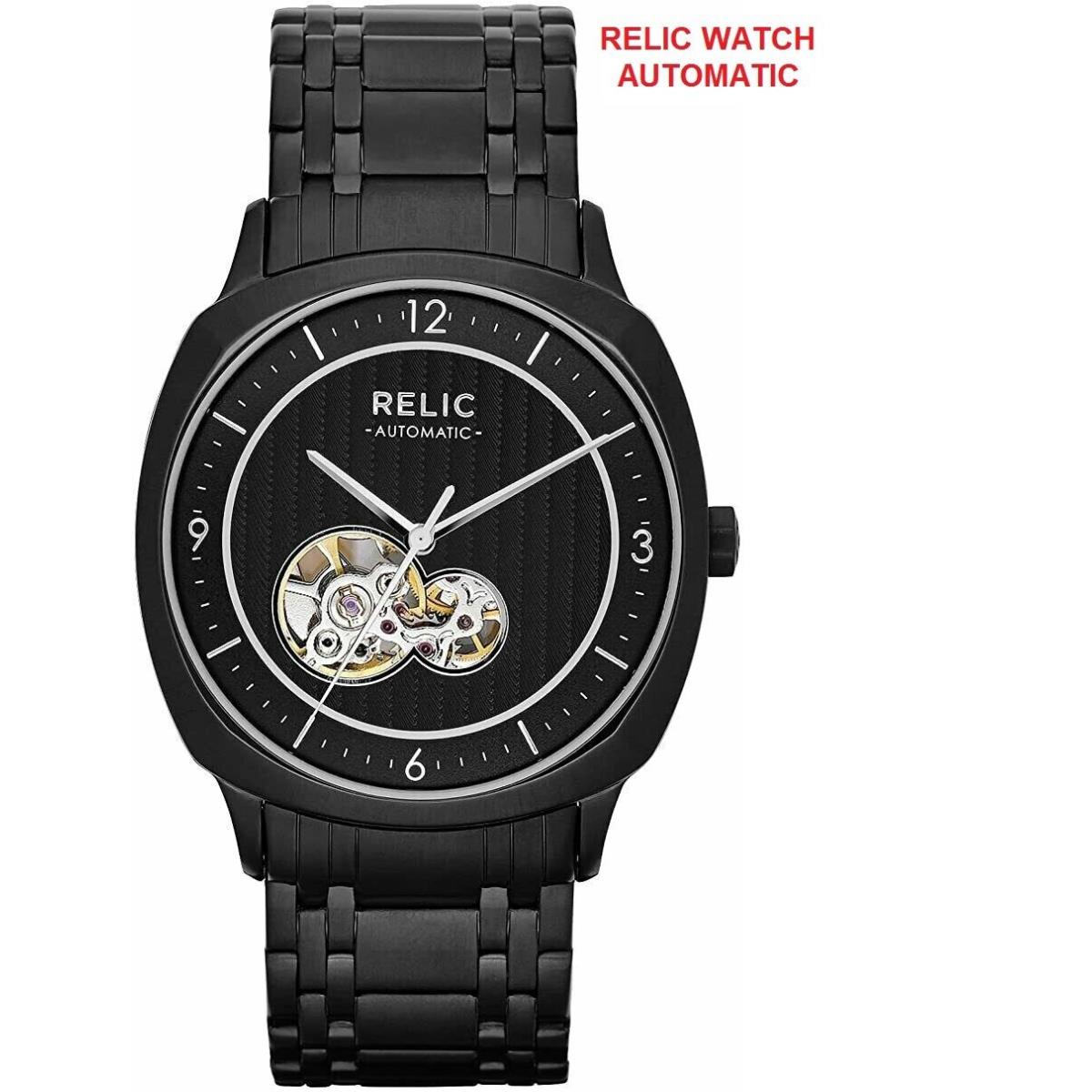 Fossil Relic Mason Black IP Automatic Skeleton Bracelet Watch ZR77261