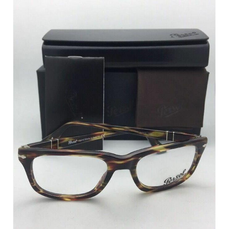 Persol Eyeglasses 3029-V 938 52-19 145 Green Striped Brown Tortoise Frames