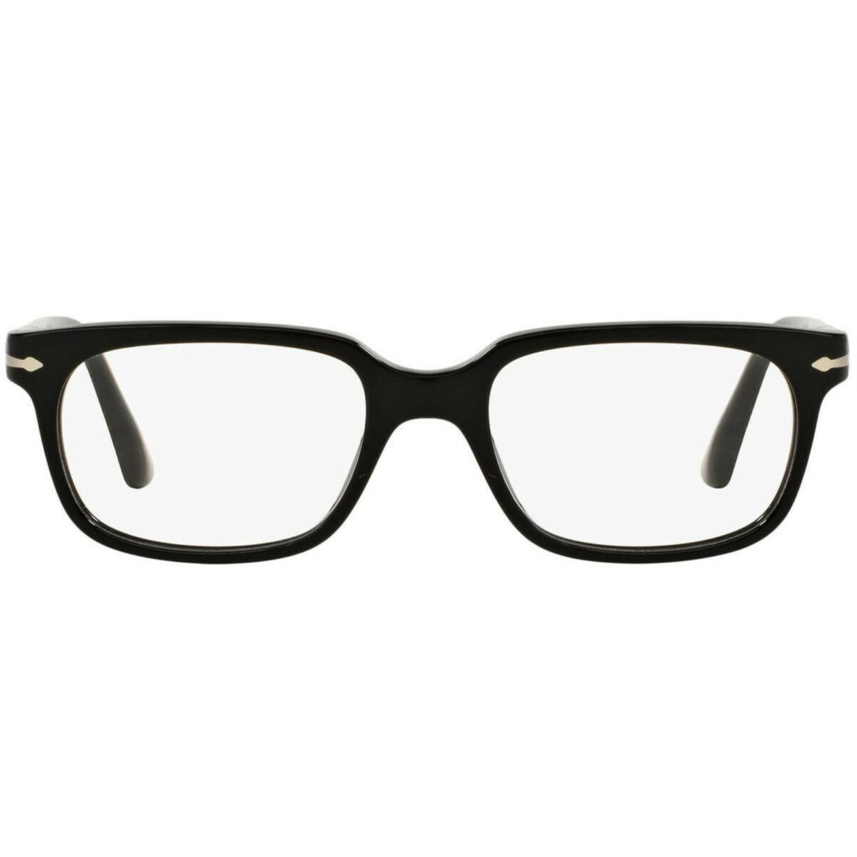 Persol Rx-able Eyeglasses 3131-V 95 52-16 145 Shiny Black Rectangular Frames