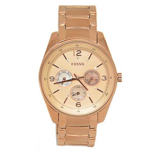 Fossil Rose Gold Tone Stainless Steel Crystals Multifunction Watch BQ1073