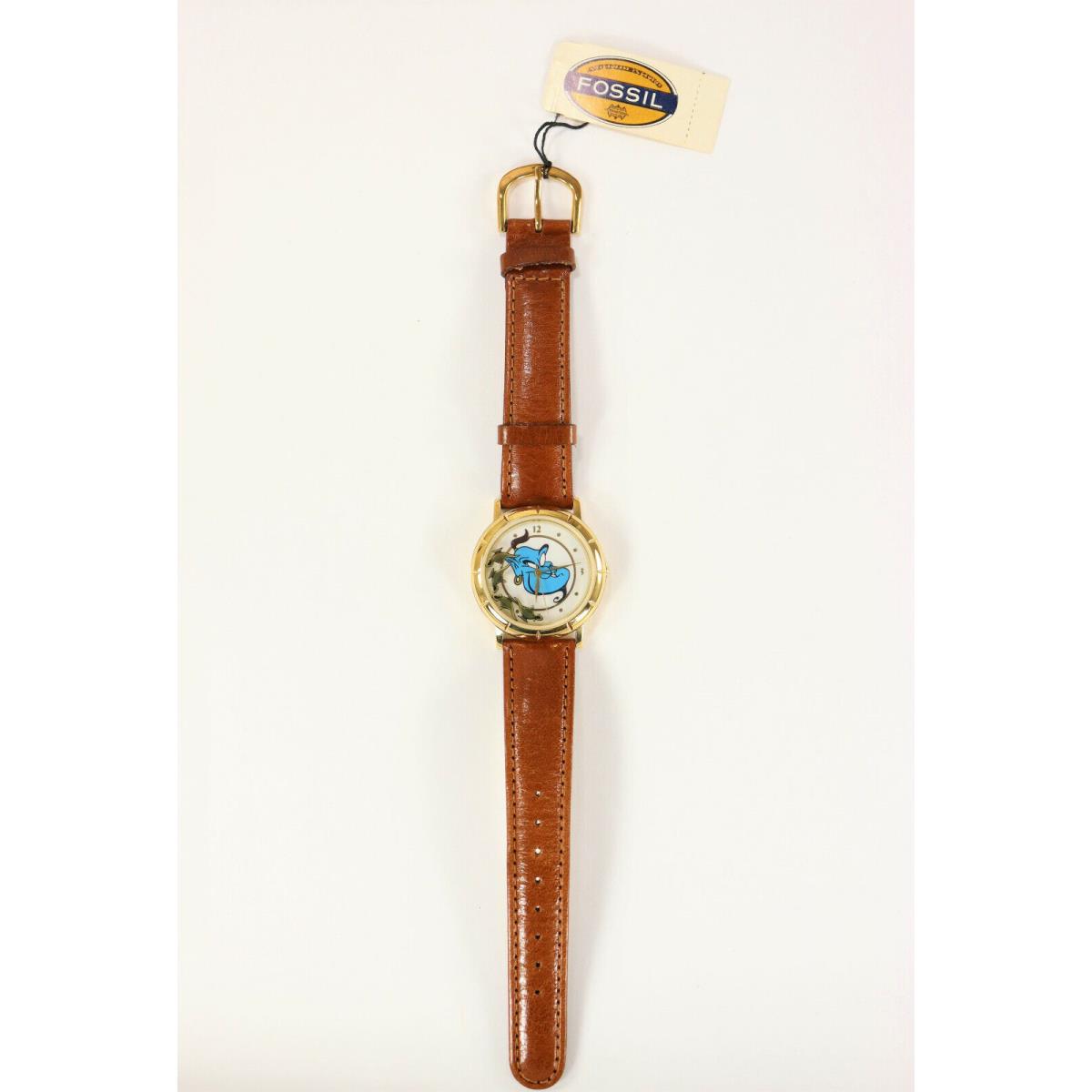 Disney Aladdin Watch by Fossil W/tin Case Pin Old Stock Vintage