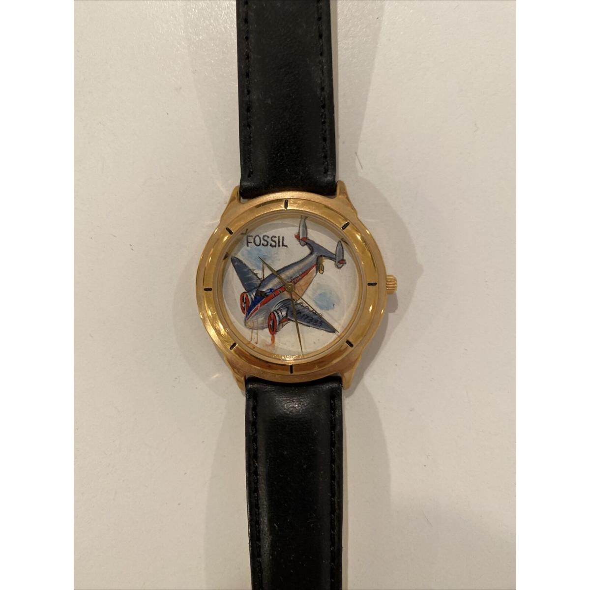 Fossil Airplane Hand Painted Limited Edition Men s Watch Le-asst Mib Never Worn