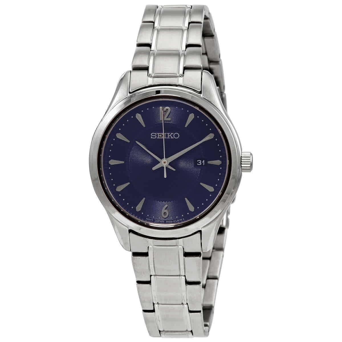 Seiko Noble Quartz Blue Dial Ladies Watch SUR425 - Dial: Blue, Band: Silver, Bezel: Silver