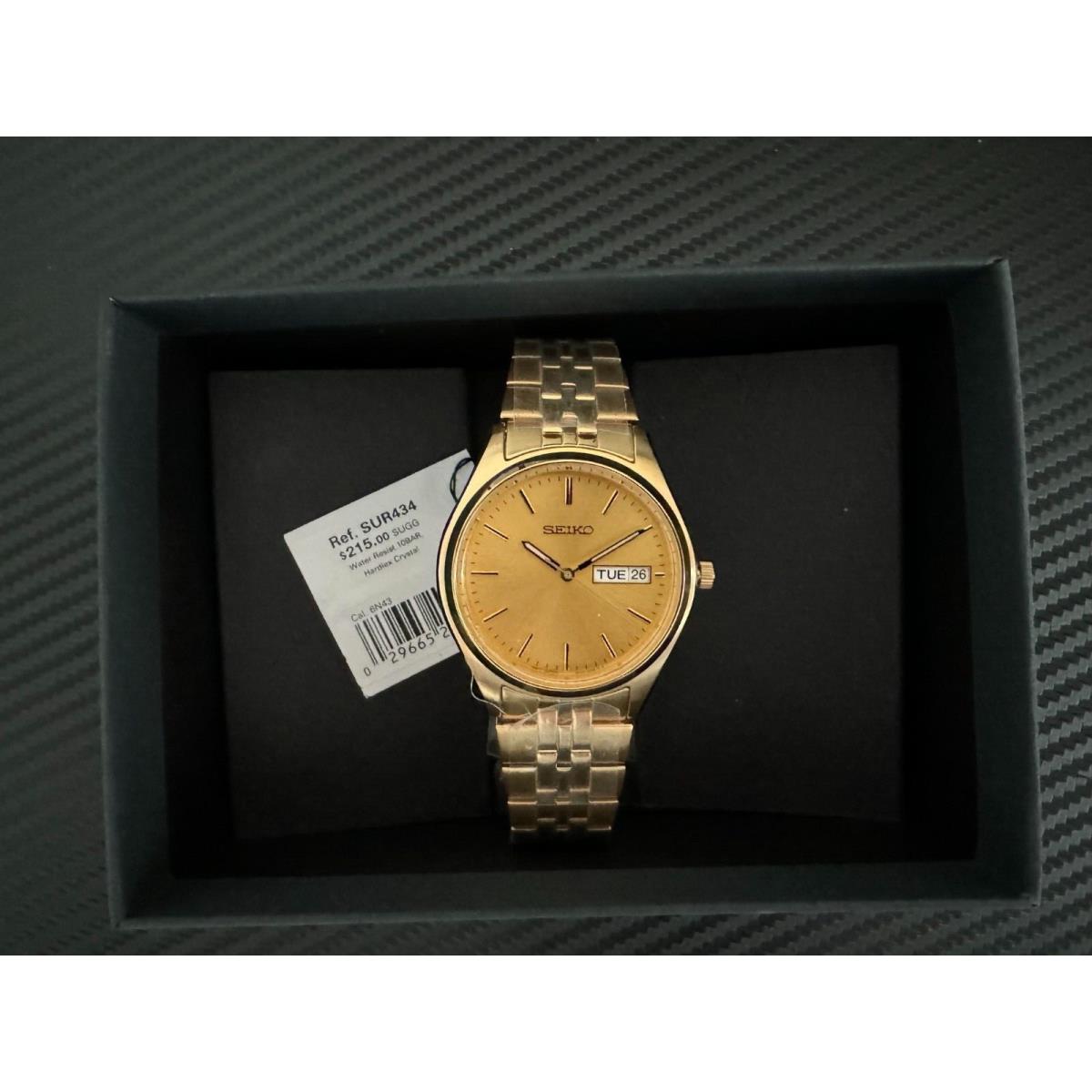 Seiko Stainless Steel Case with Gold Finish Gold Dial SUR434-NEW - Gold