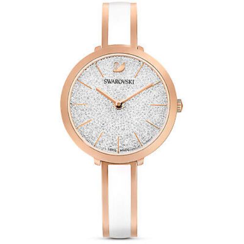 Swarovski Crystalline Rose-gold Metal Bracelet Wristwatch - White