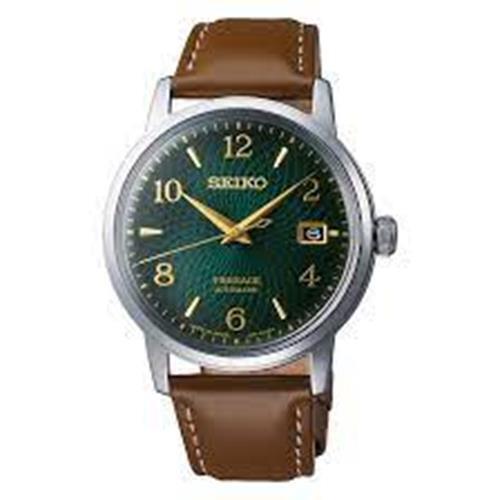 Seiko Presage Automatic Green Dial Brown Leather Strap Men s Watch SRPE45