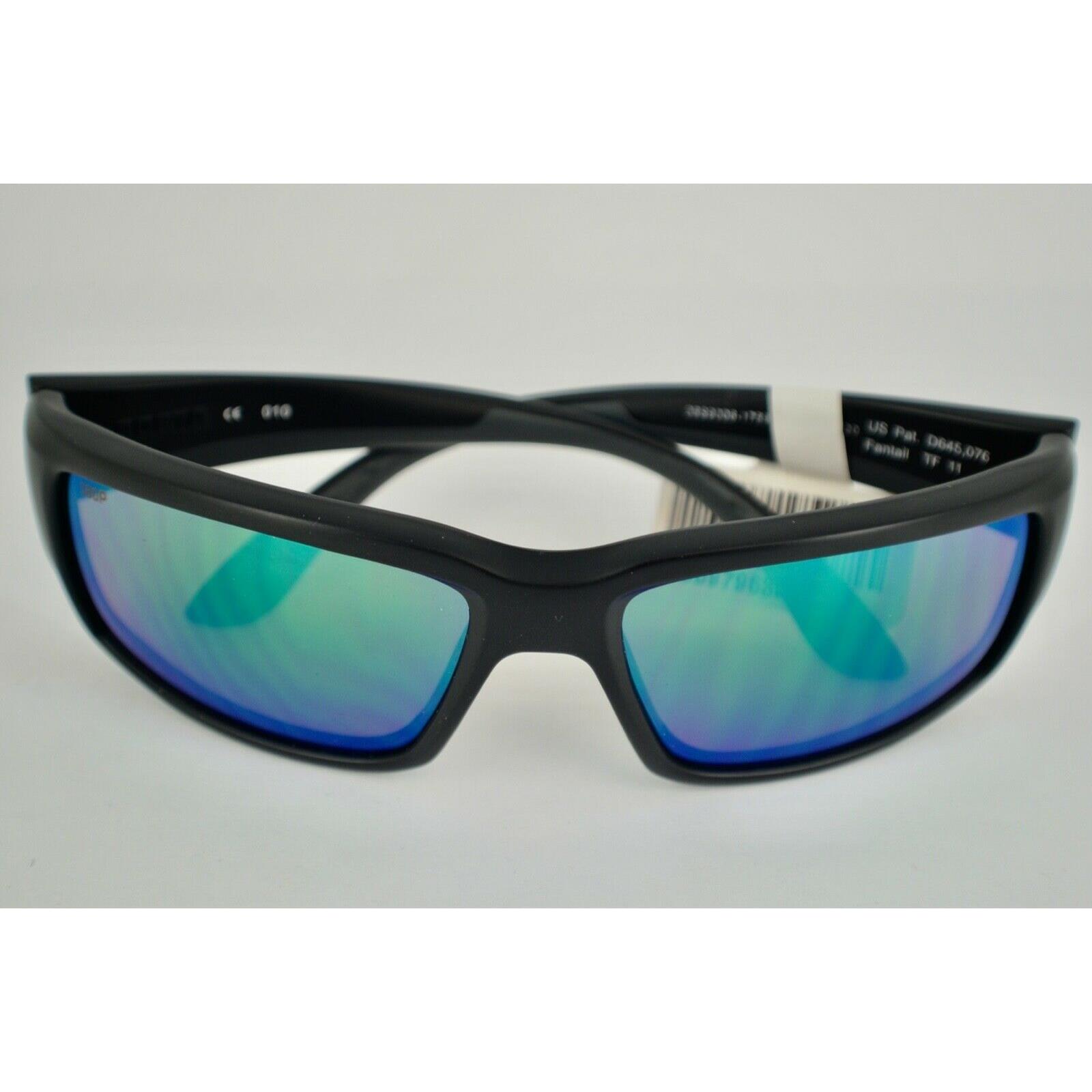 Costa Del Mar Fantail Sunglasses Black Green Mirror Polarized 580P 