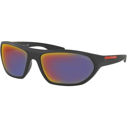 Prada Sport Sunglasses PS18US 1BO9Q1 66-17-135 Matte Black Grey Red Mirror